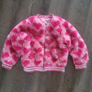 Fluffy Girl Jacket Pink Hearts Size 5t